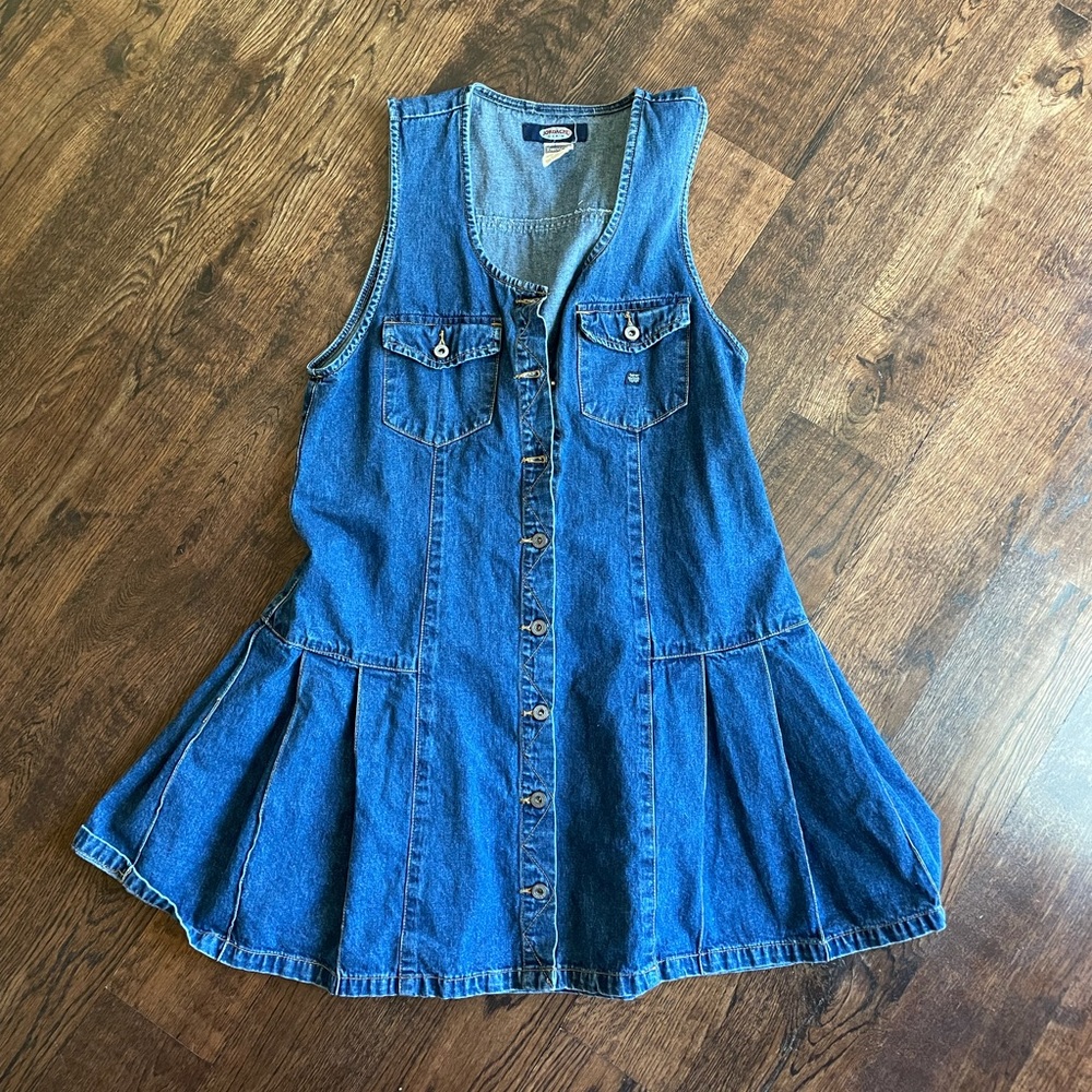 Vintage Jordanche Jean pleated overall dress!